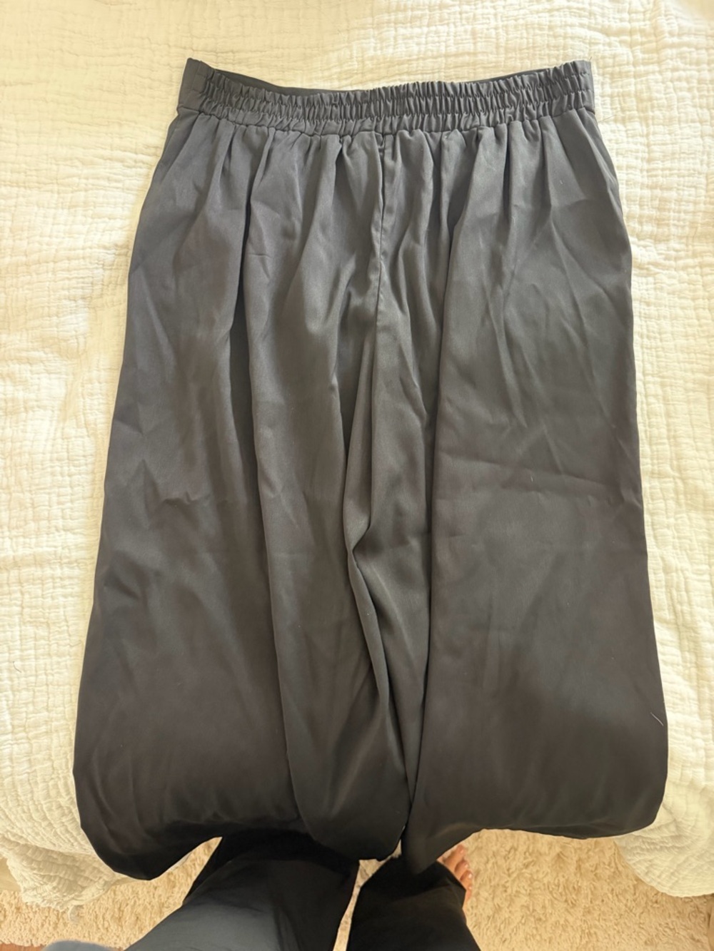 Black Elastic Waist wide leg pants